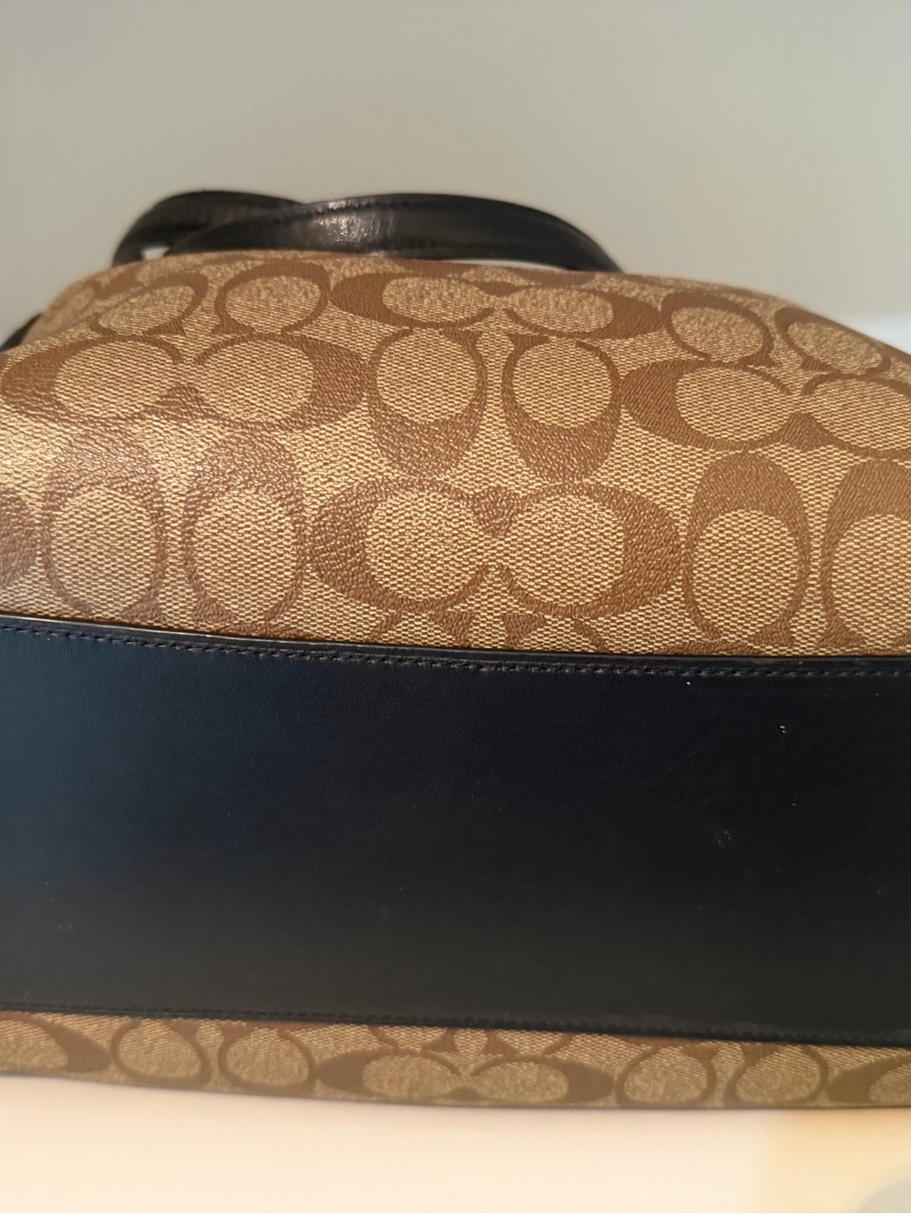 Coach Monogram Canvas Shoulder Bag in Brown and Black - Picture 4 of 6